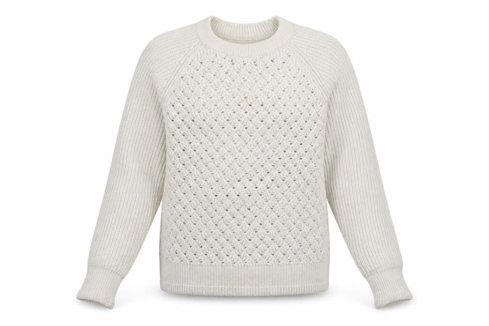 Marks & Spencer Women Beige Chunky Knit Crew Neck Pullover Jumper M