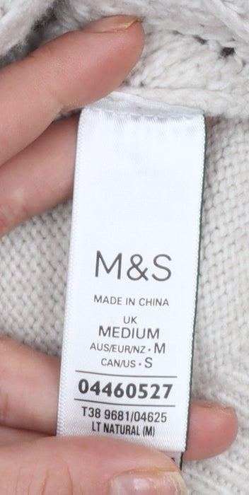 Marks and Spencer Women Beige Chunky Knit Crew Neck Pullover Jumper M