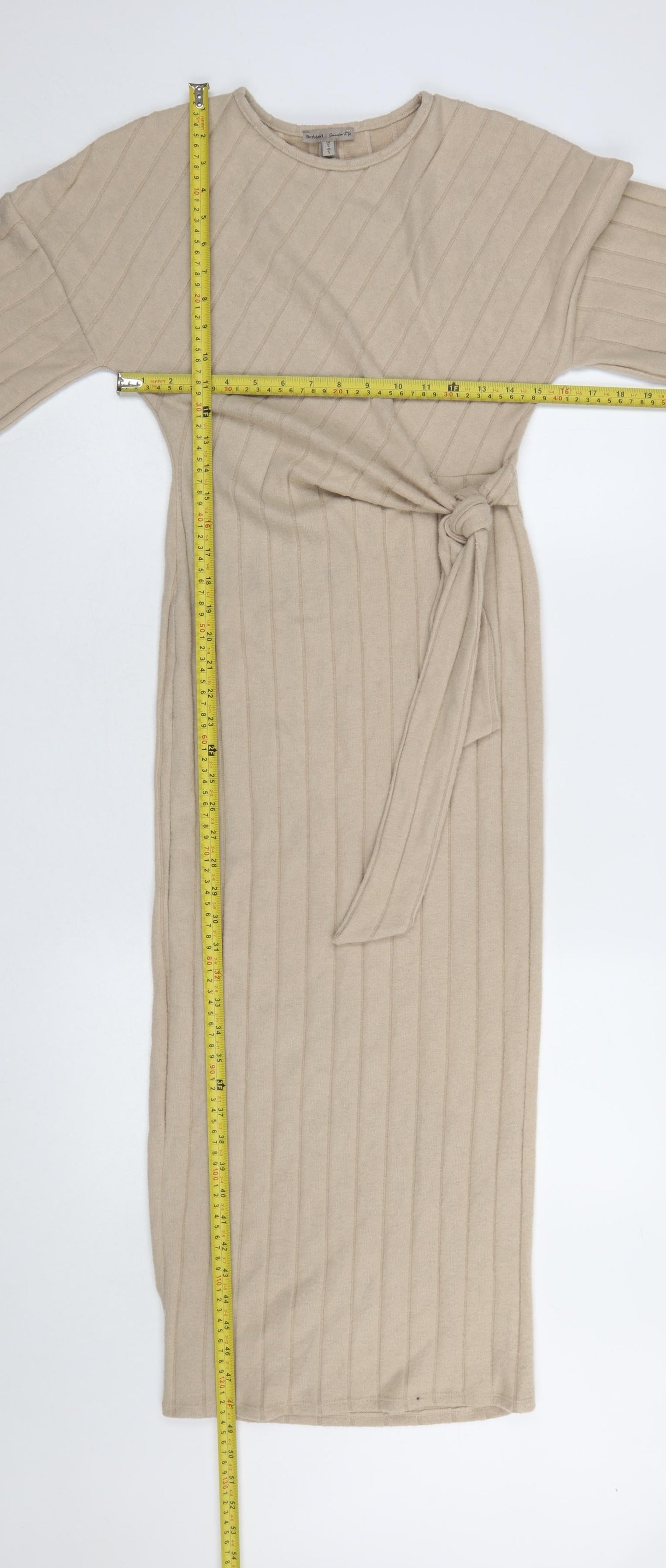 River Island Women’s Beige Midi Bodycon Knit Dress Size S