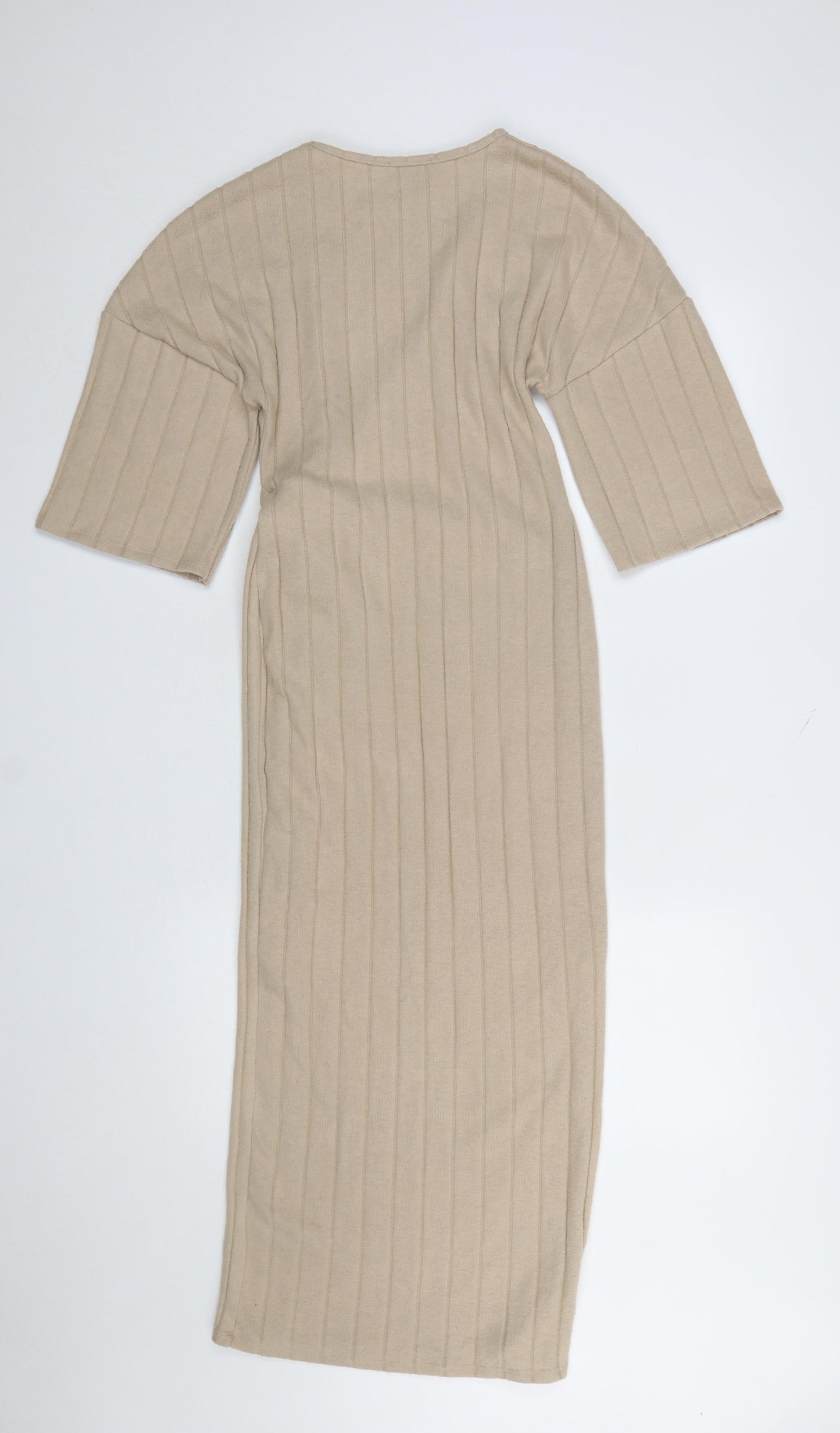 River Island Women’s Beige Midi Bodycon Knit Dress Size S
