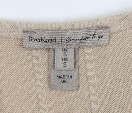 River Island Women’s Beige Midi Bodycon Knit Dress Size S