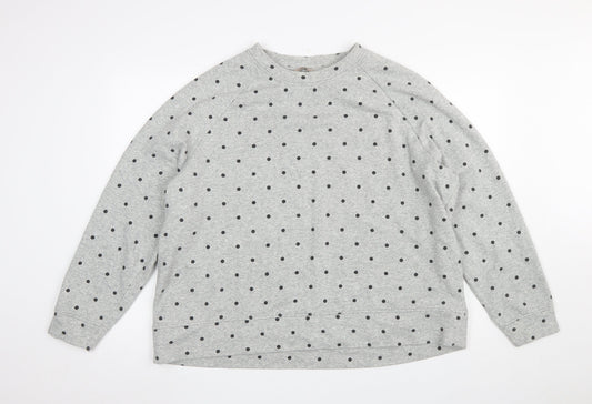 H&M Women Grey Polka Dot Pullover Sweatshirt 2XL Cotton Blend