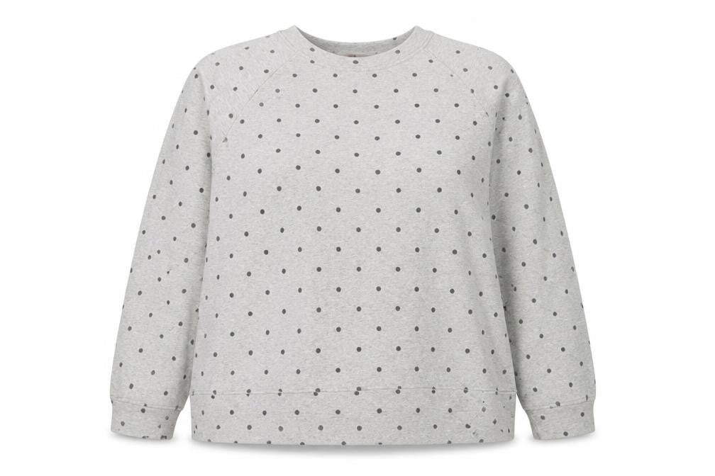 H&M Women Grey Polka Dot Pullover Sweatshirt 2XL Cotton Blend