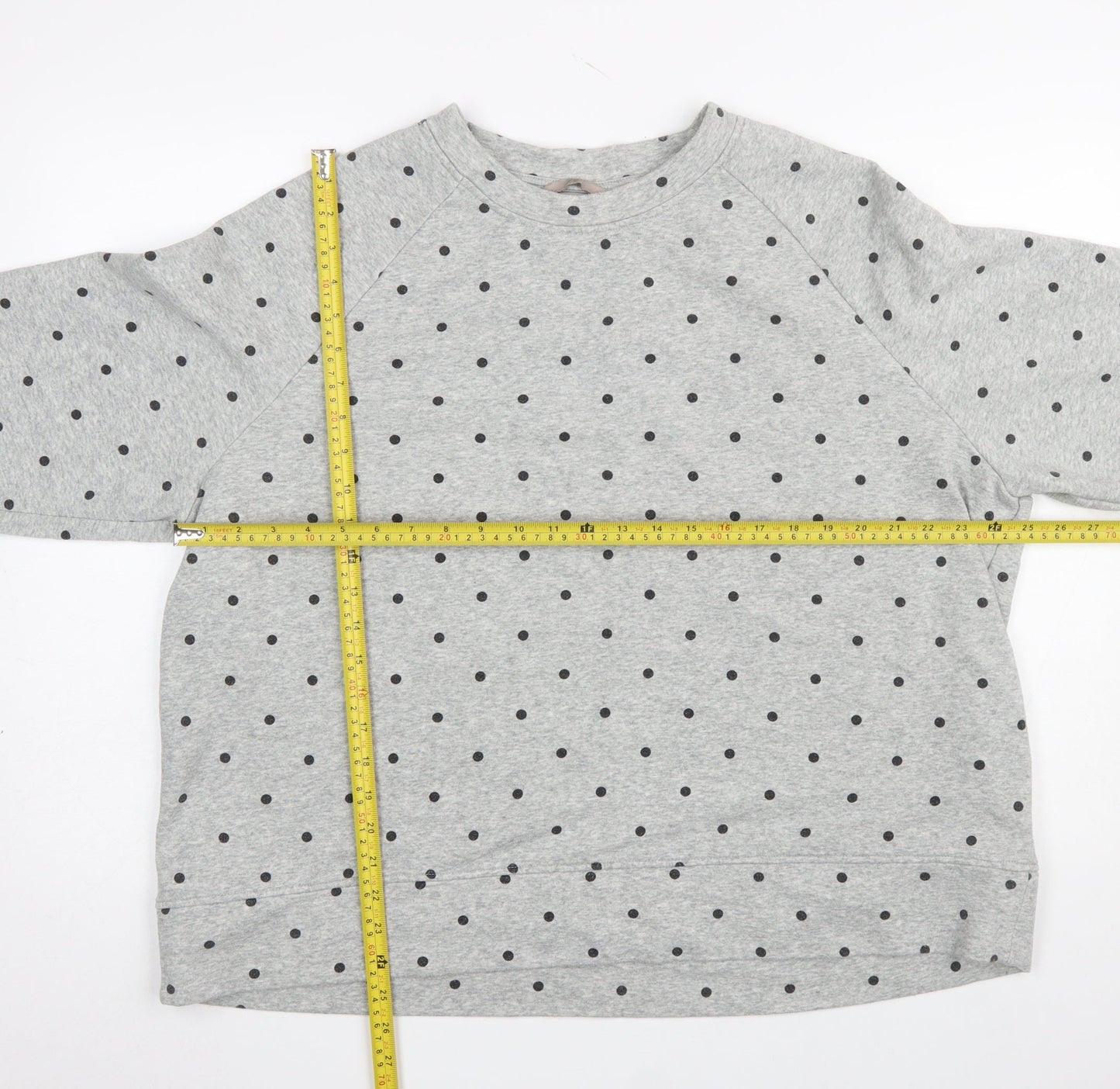 H&M Women Grey Polka Dot Pullover Sweatshirt 2XL Cotton Blend