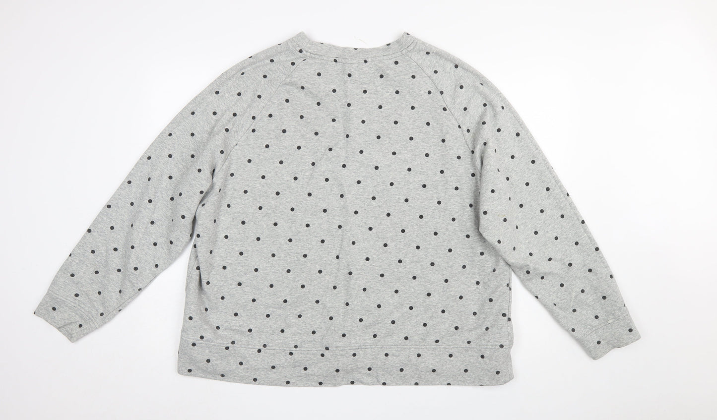 H&M Women Grey Polka Dot Pullover Sweatshirt 2XL Cotton Blend