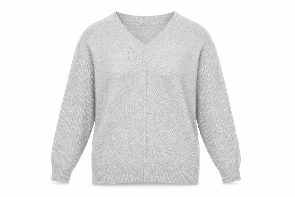 H&M Women’s Grey V-Neck Knit Pullover Jumper XS