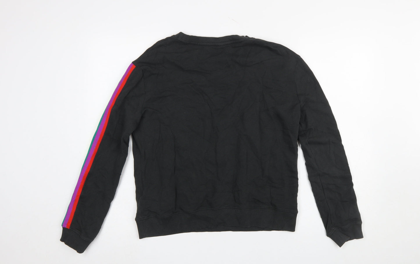 Hush Womens Black Rainbow Stripe Cotton Crew Neck Sweatshirt Size S