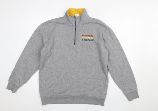 Vans Men's Grey XS 1/2 Zip High Neck Graphic Sweatshirt