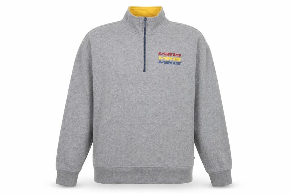Vans Men's Grey XS 1/2 Zip High Neck Graphic Sweatshirt