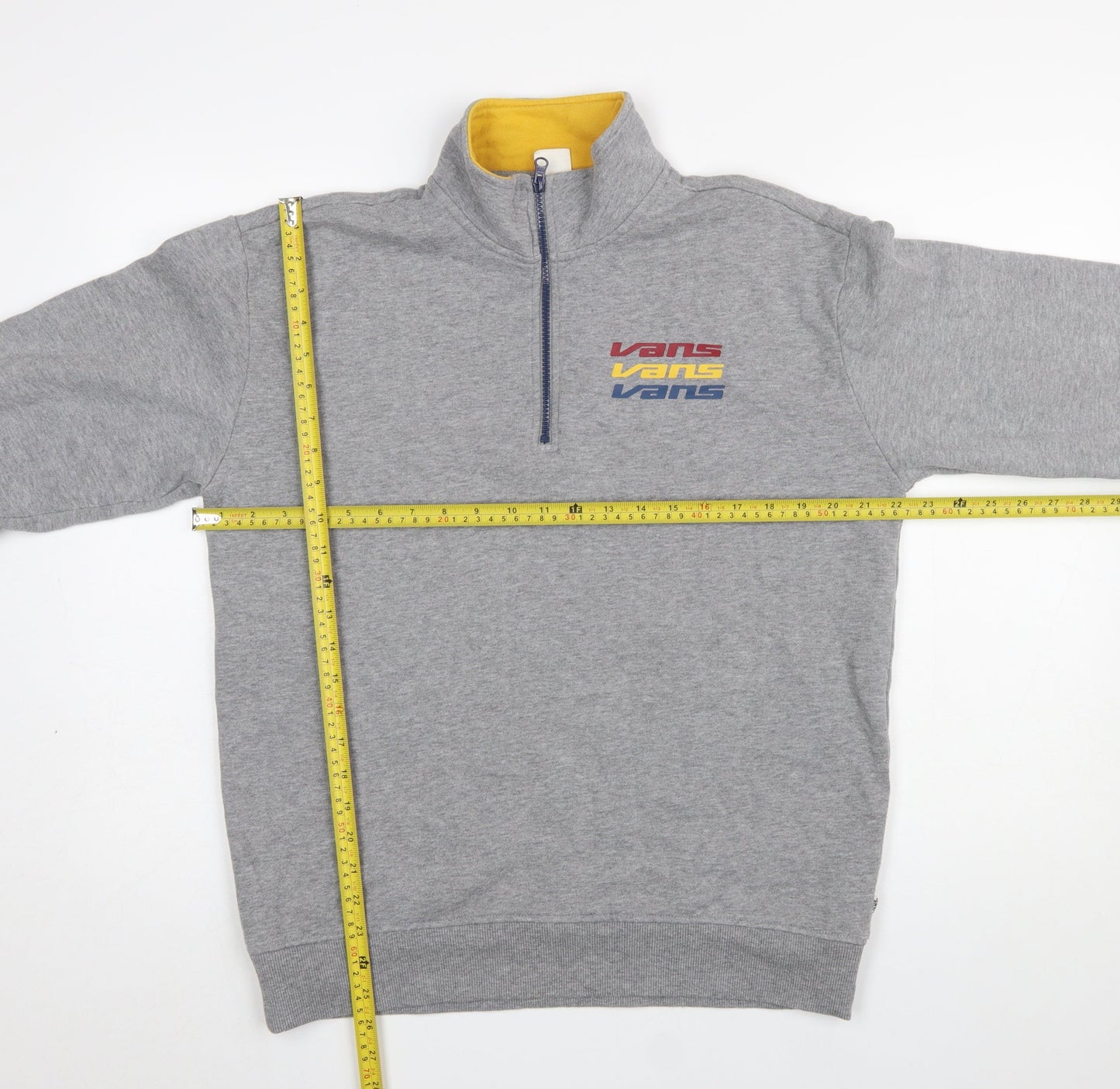 Vans Men's Grey XS 1/2 Zip High Neck Graphic Sweatshirt