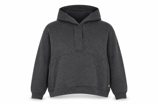 Lunya Womens Dark Grey Pullover Hoodie XS/S Relaxed Fit Cotton Blend