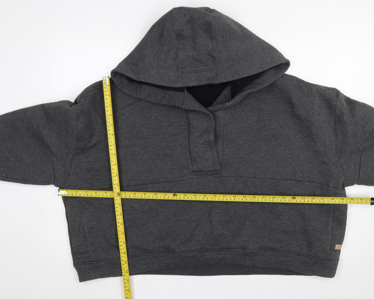 Lunya Womens Dark Grey Pullover Hoodie XS/S Relaxed Fit Cotton Blend