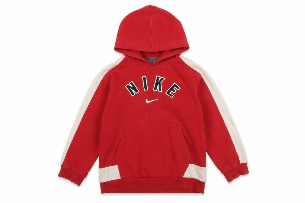 Nike Boys Red Pullover Hoodie Size L 10-12 Cotton Blend with Logo Design