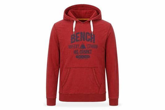 Bench Men's Red Pullover Hoodie Medium Graphic Logo Hooded Sweatshirt