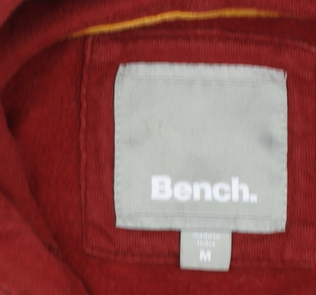 Bench Men's Red Pullover Hoodie Medium Graphic Logo Hooded Sweatshirt