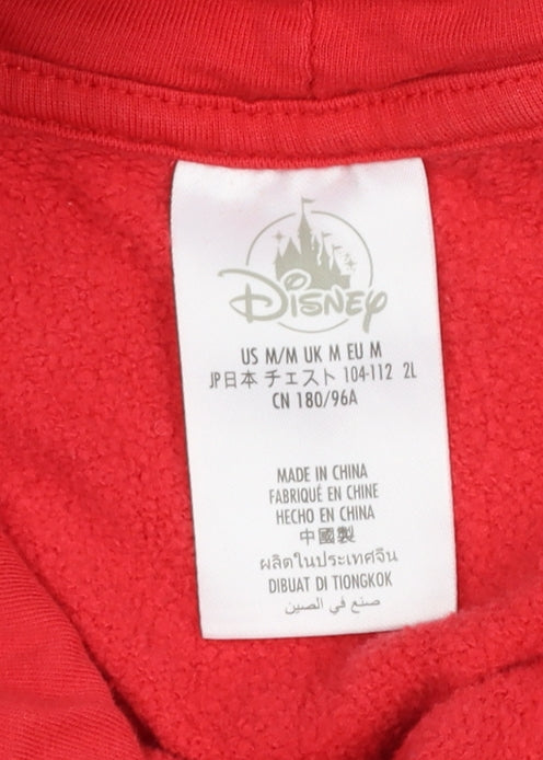 Disney Women Red Hoodie Medium Mickey Graphic Pullover Sweatshirt