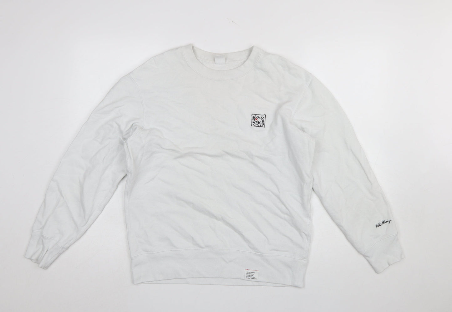 Uniqlo Keith Haring Men's White M Crew Neck Cotton Sweatshirt