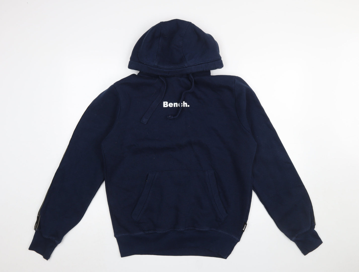 Bench Men's Blue Pullover Hoodie M Logo Fleece Long Sleeve