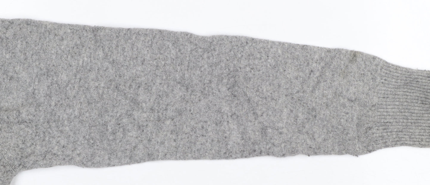 Black Label Crestbridge Women's Grey Wool Wolf Jumper M
