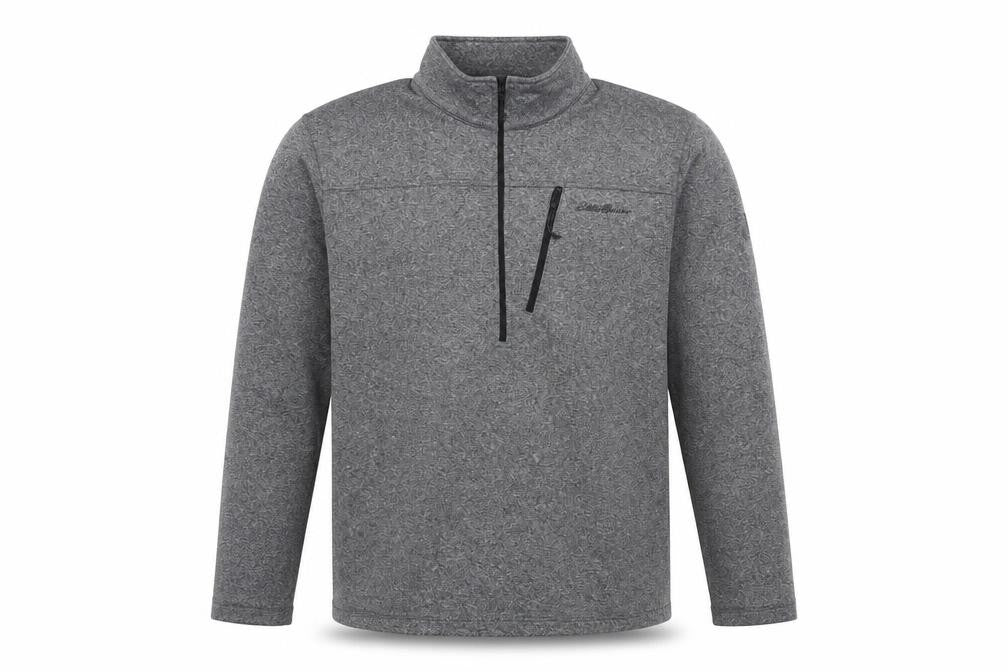 Eddie Bauer Men's Grey XL 1/4 Zip Fleece Sweatshirt Outdoor Pullover