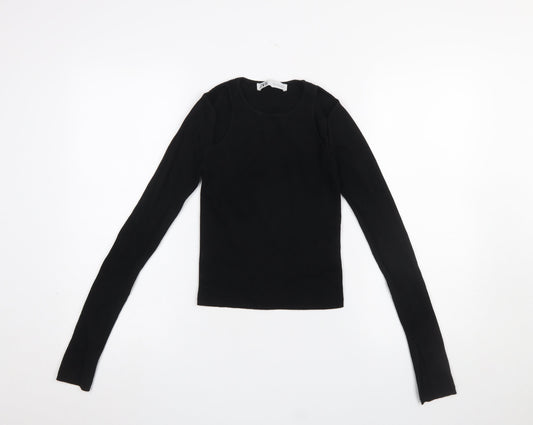 Zara Women Black Slim Fit Long Sleeve Knit Jumper Size 8