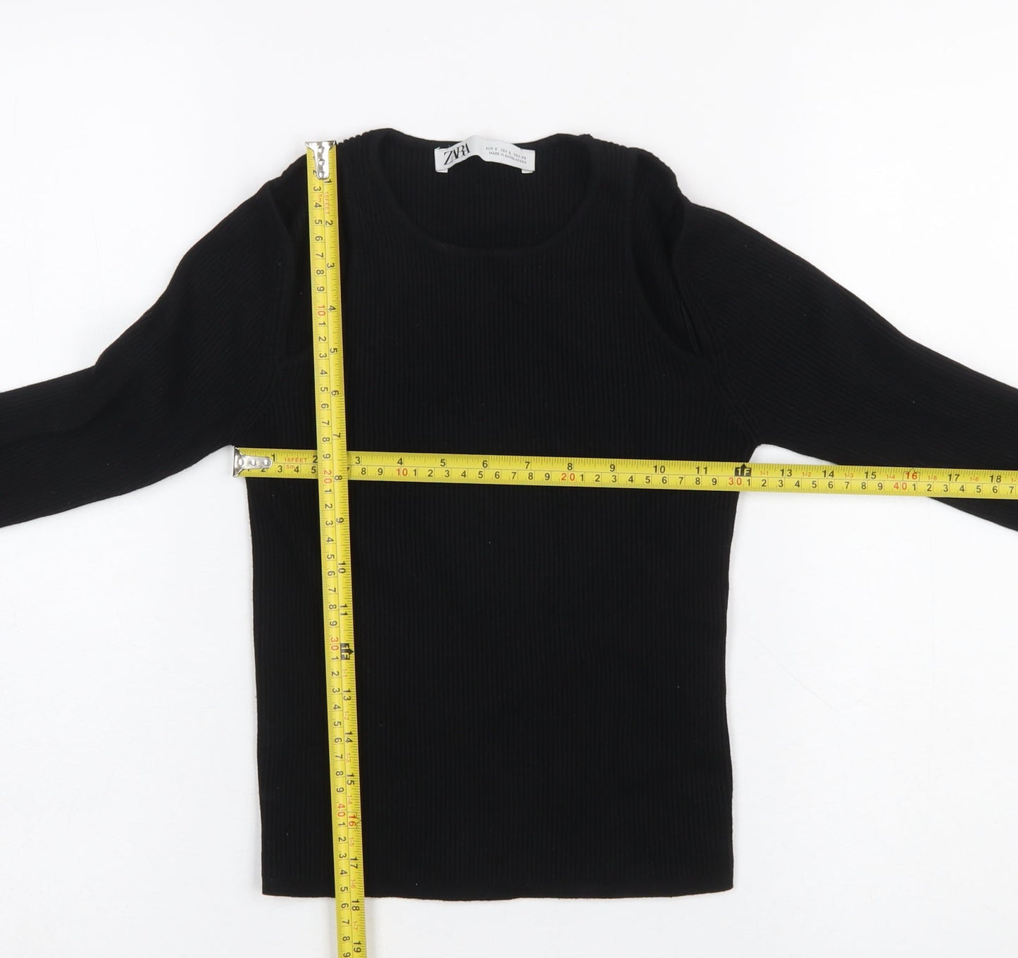 Zara Women Black Slim Fit Long Sleeve Knit Jumper Size 8