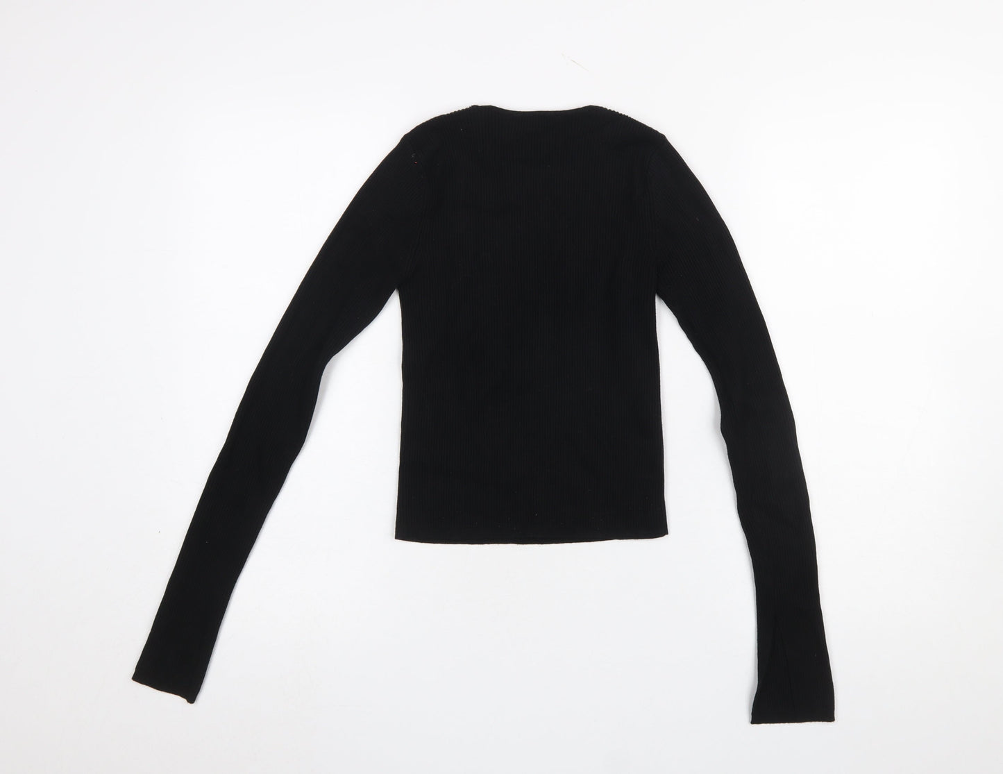 Zara Women Black Slim Fit Long Sleeve Knit Jumper Size 8