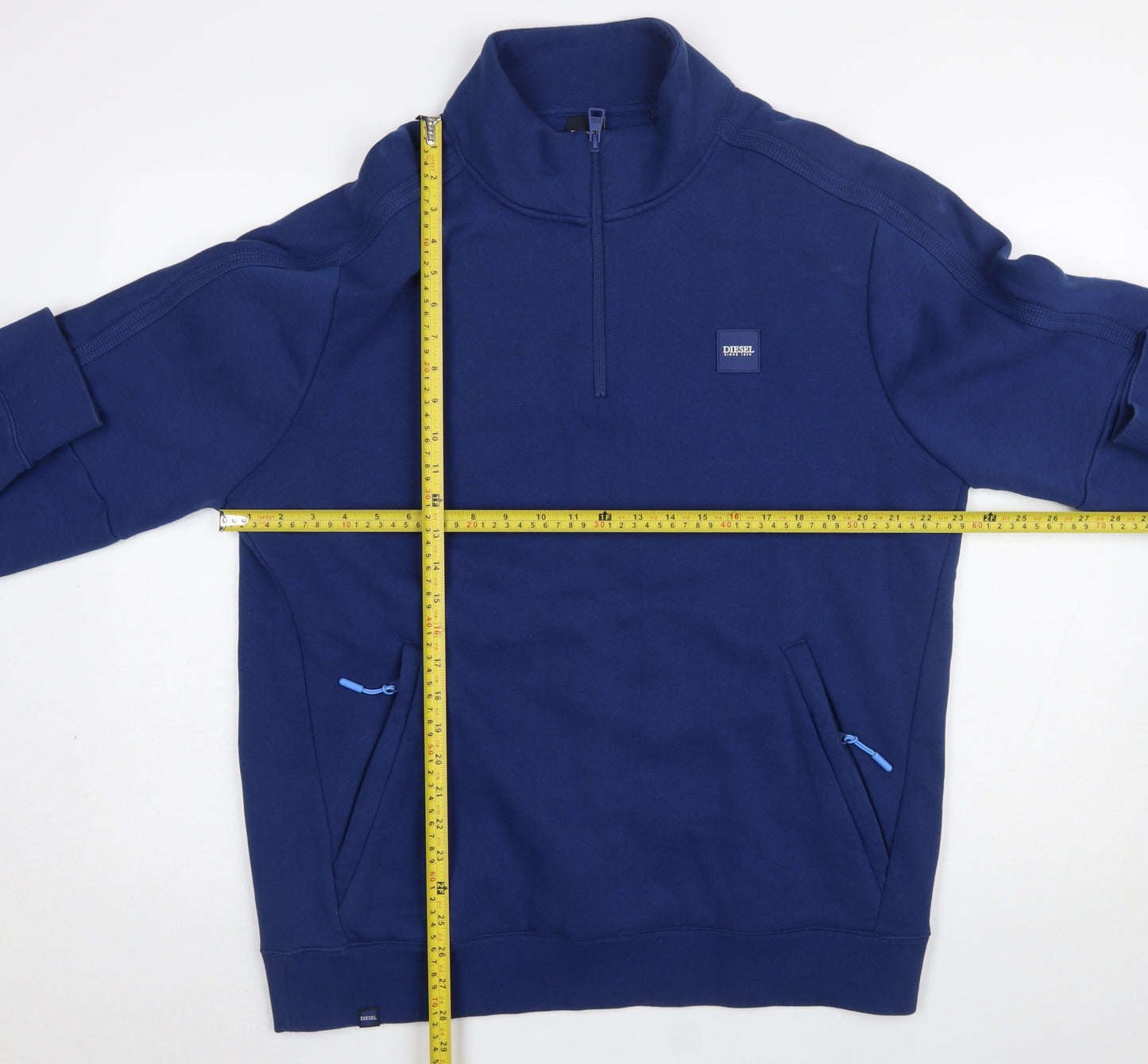 Diesel Men's Blue XL 1/4 Zip High Neck Cotton Sweatshirt