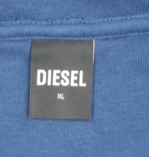 Diesel Men's Blue XL 1/4 Zip High Neck Cotton Sweatshirt