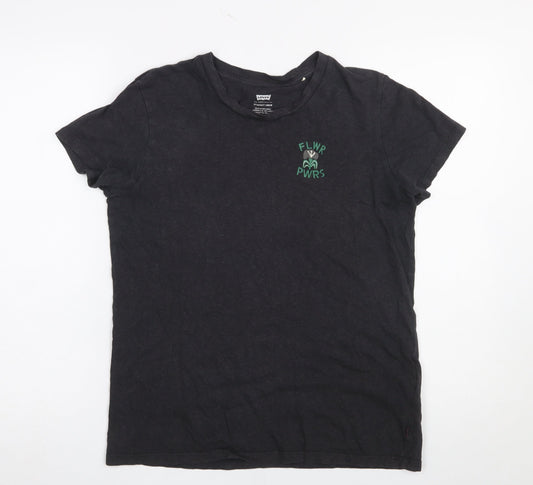 Levi's Women's Black Crew Neck Cotton Hemp T-Shirt Size M