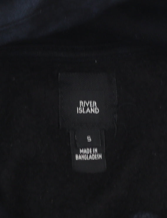 River Island Womens Black Pink Graphic Reborn Pullover Hoodie Size S
