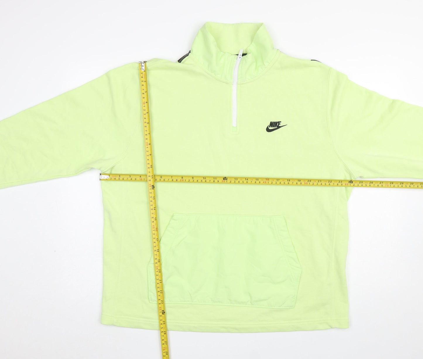 Nike Men's Green 1/4 Zip Pullover Sweatshirt L Regular Fit Fleece Logo