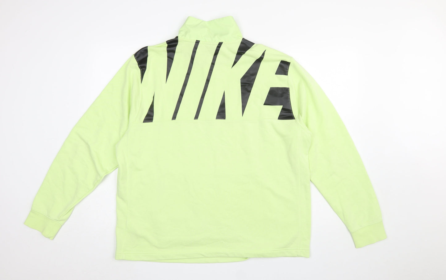 Nike Men's Green 1/4 Zip Pullover Sweatshirt L Regular Fit Fleece Logo
