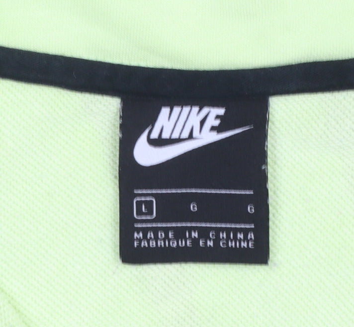 Nike Men's Green 1/4 Zip Pullover Sweatshirt L Regular Fit Fleece Logo