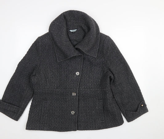 Red Herring Women’s Grey Wool Blend Short Pea Coat Size 18