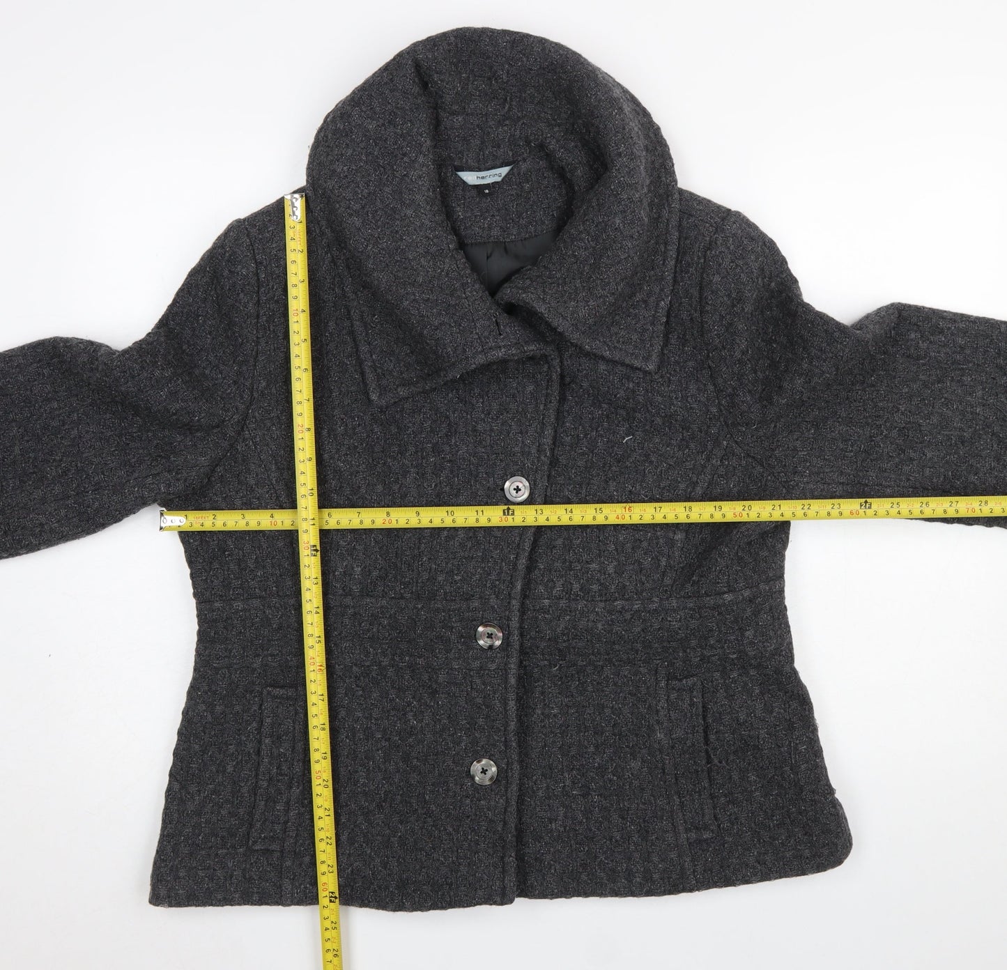 Red Herring Women’s Grey Wool Blend Short Pea Coat Size 18