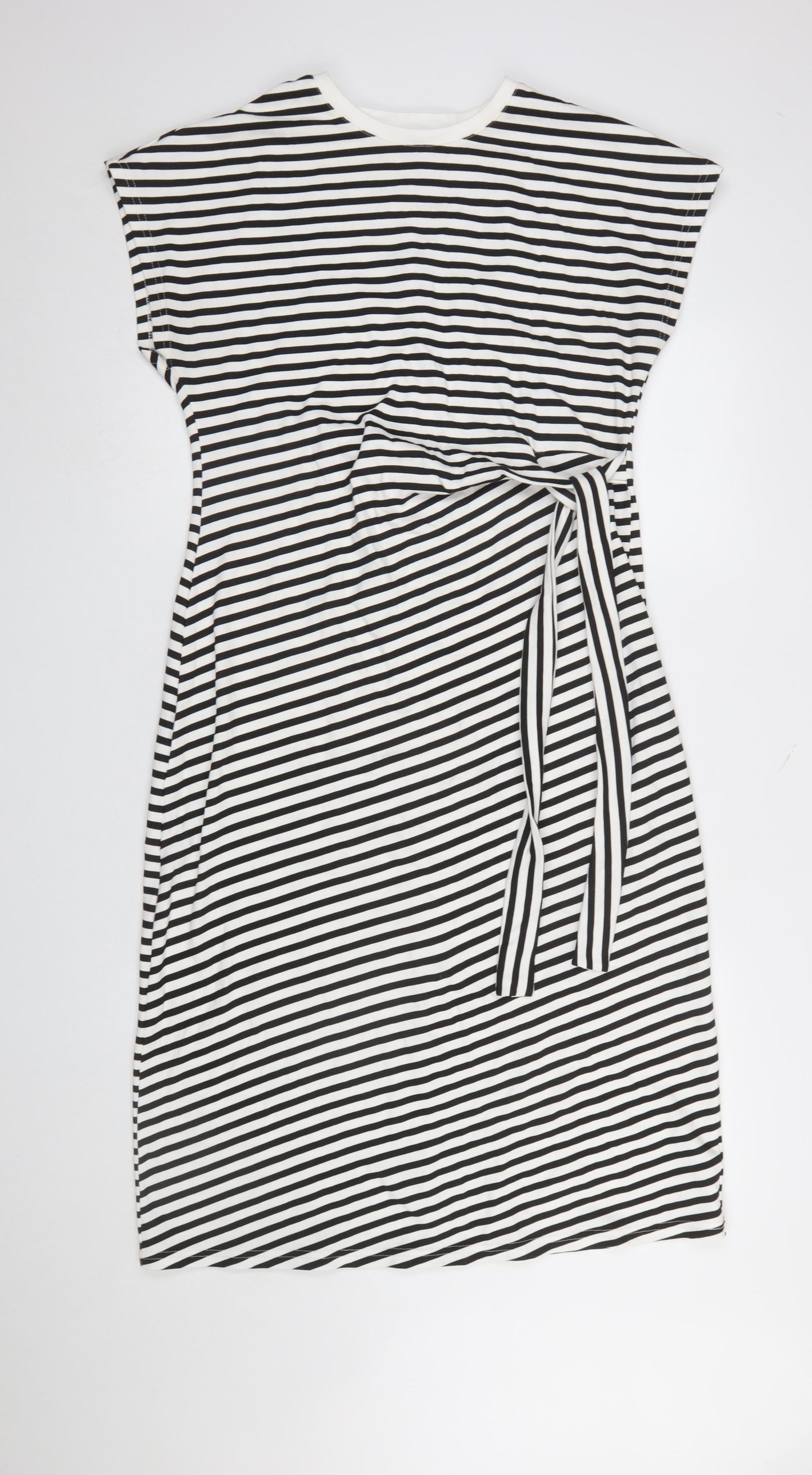 Dunnes Women’s Black White Striped Cotton T-Shirt Dress Size 12