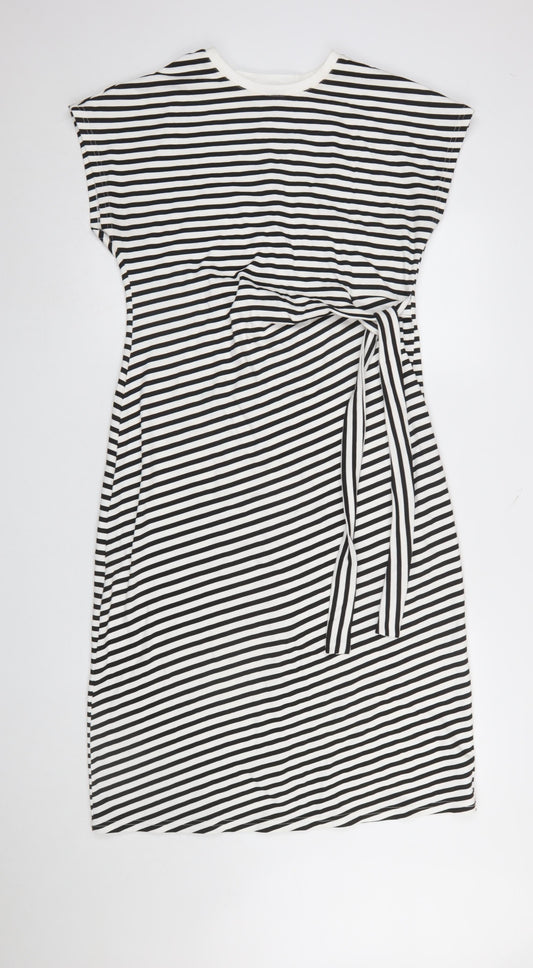 Dunnes Women’s Black White Striped Cotton T-Shirt Dress Size 12
