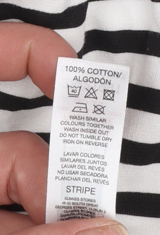 Dunnes Women’s Black White Striped Cotton T-Shirt Dress Size 12