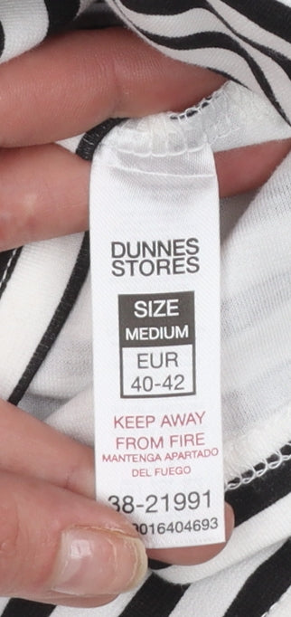 Dunnes Women’s Black White Striped Cotton T-Shirt Dress Size 12