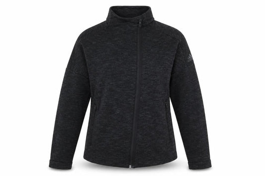 Adidas Women Black Zip Sweatshirt Size L Cotton Blend Sportswear