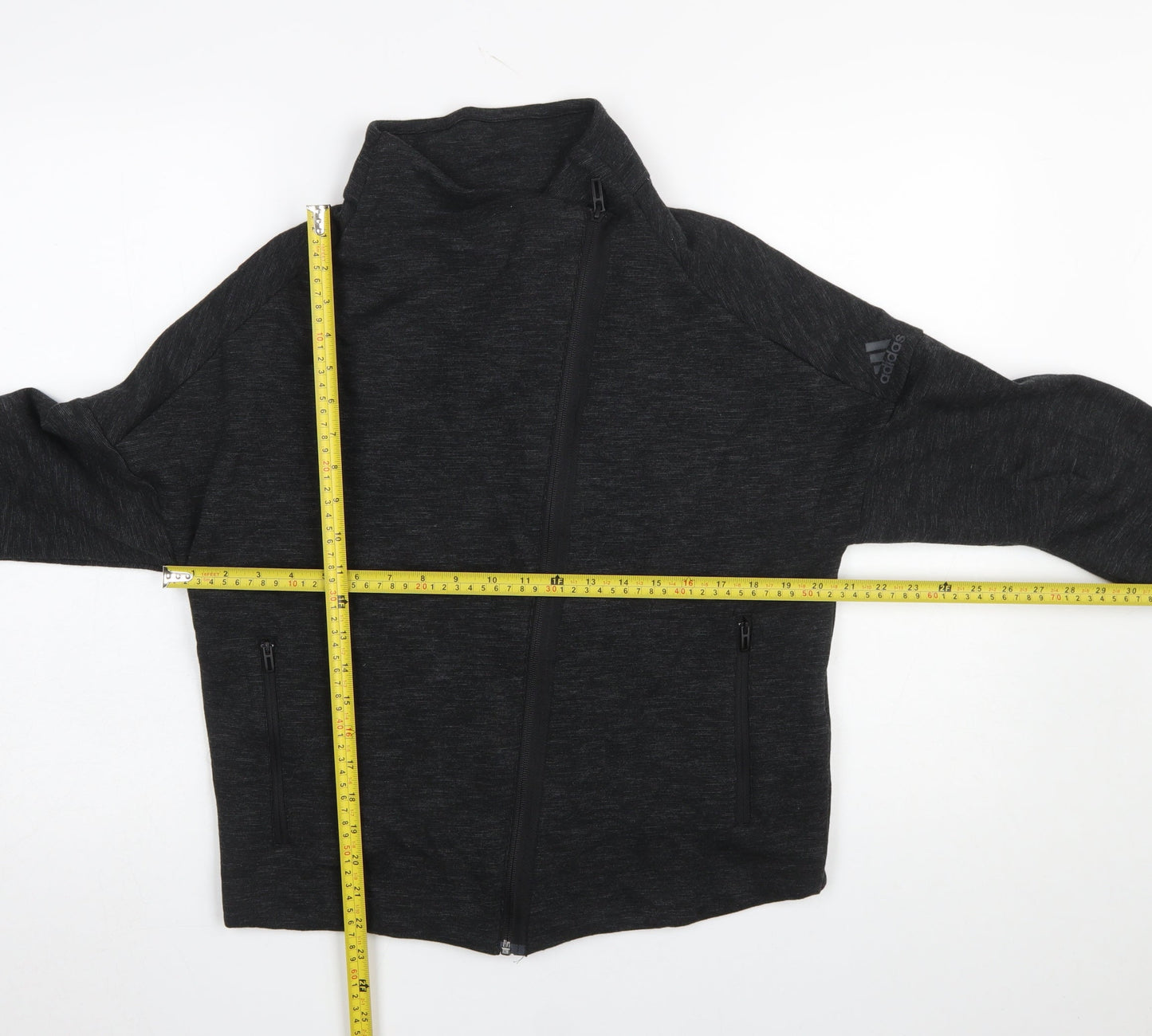Adidas Women Black Zip Sweatshirt Size L Cotton Blend Sportswear