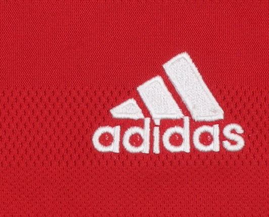 adidas Boys Red Manchester United Football Jersey 9-10 Years Climalite T-Shirt