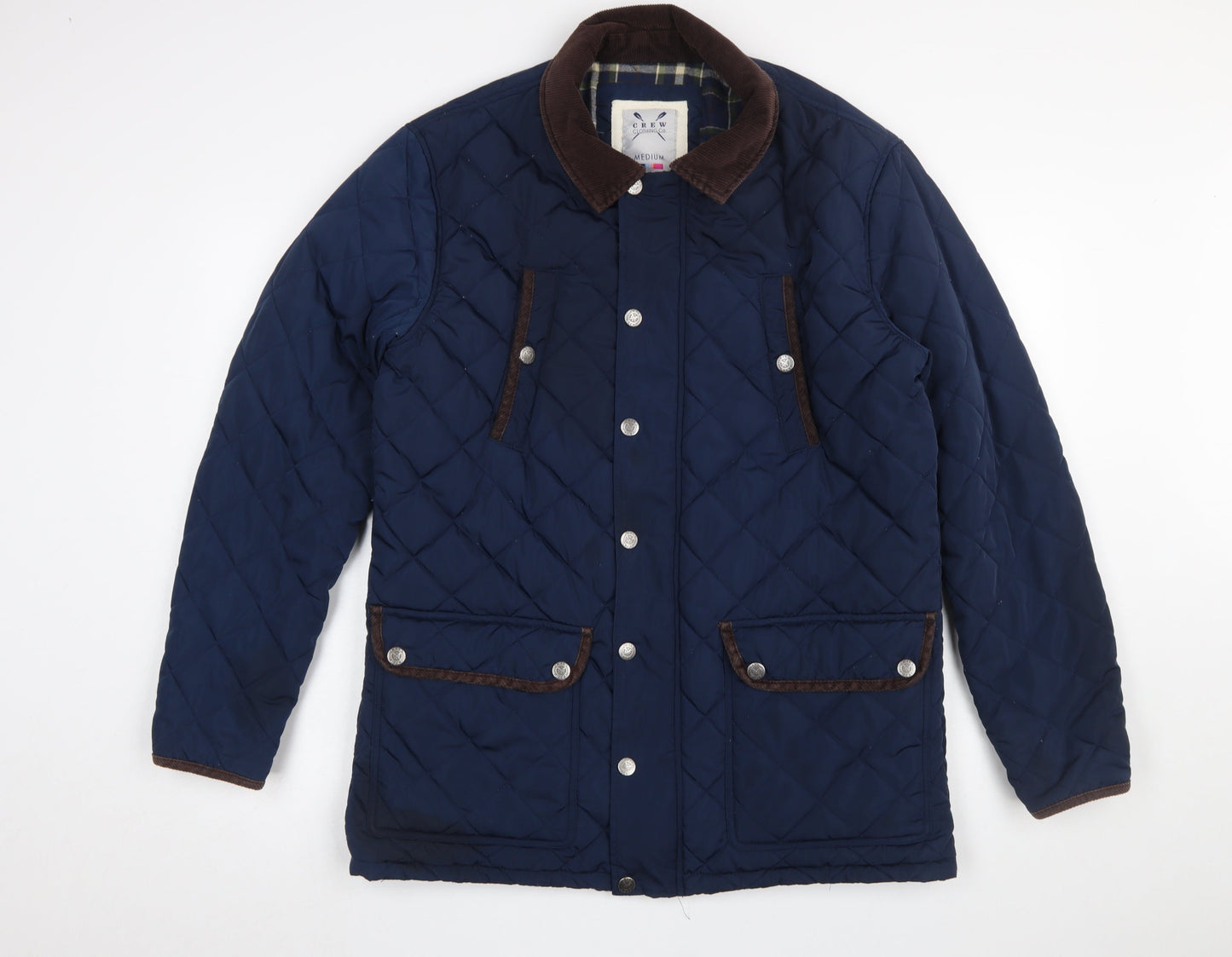 Crew Clothing Co. Men's Blue Quilted Jacket Medium Regular Fit Outdoor Coat