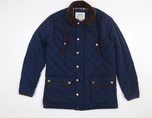Crew Clothing Co. Men's Blue Quilted Jacket Medium Regular Fit Outdoor Coat