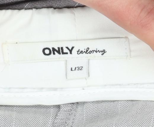ONLY Women’s Grey Pinstripe Tailored Drawstring Trousers L 32