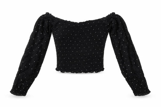 Hollister Women's Black Off Shoulder Cropped Blouse Size S