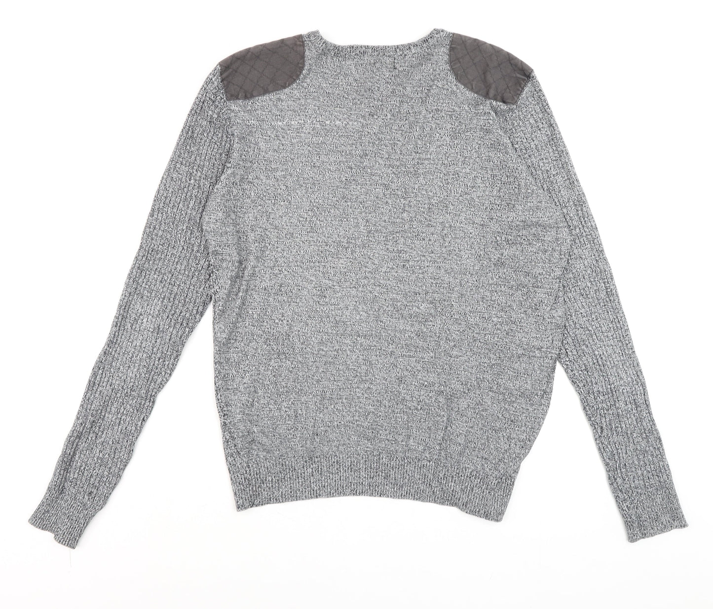 Twisted Soul Men's Grey Knit Long Sleeve Crew Neck Jumper M