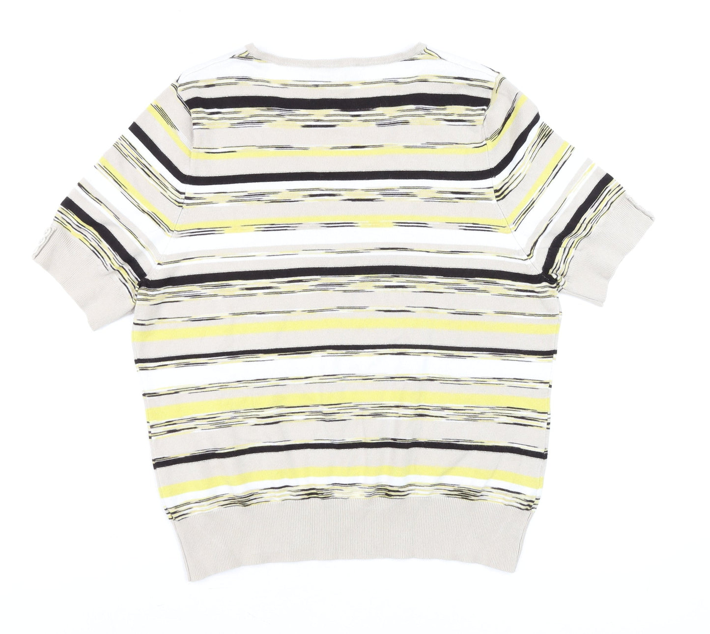 CC Womens Multicoloured Striped V-Neck Short Sleeve Knit Blouse XL
