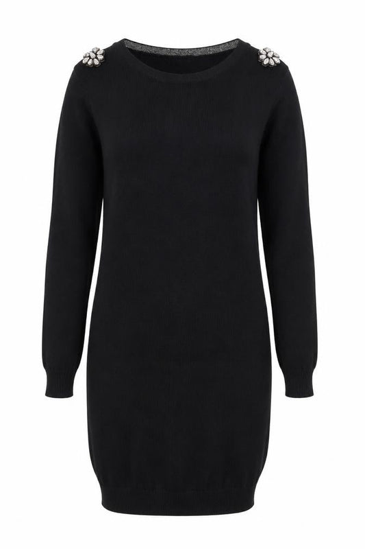 F&F Women’s Black Beaded Shoulder Jumper Dress Size 6